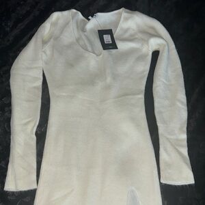 Fashion Nova Ivory Knit Maxi Dress